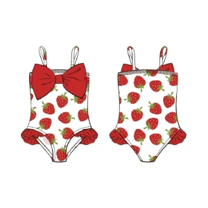 Little Girls Swimming Clothing Set Cute Strawberry Printing Beach Outfits Kids Toddler Ruffle Swimsuits