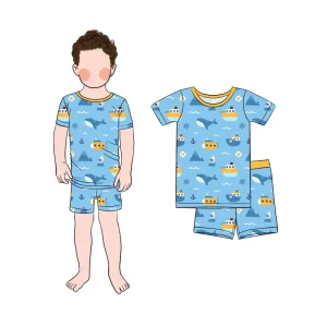 Little Glow Kid Bamboo Kids Boy 2pcs Toddler Pajamas Set Breathable Short Sleeves and Shorts Sleepwear Set for Baby Boys