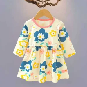 Little girl casual dress summer children’s fancy cotton padded dress custom made fruit print ruffled dress for toddlers
