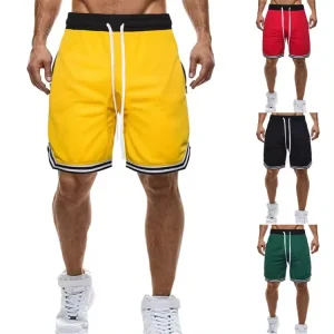 Logo Blank Custom Mesh Training Outdoor Boys Sports Basketball Men’s Drawstring Knitted Printed Shorts (with Pockets)
