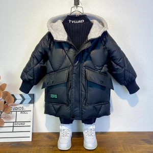 Long Children Clothing Parka Jacket for Kids Warm Baby Toddler Winter Boys Coats Kids Hooded Padded Jackets