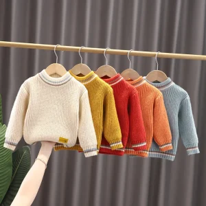 Long Sleeve Boys Girls Sweater Children Kid Knitwear Round Neck 5 Colors Knitted Pullover Baby Sweater for Autumn Winter