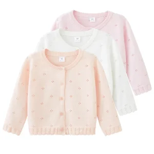Long Sleeve Button Up Infant Baby Girl Cardigan Sweater Winter Knit Sweatshirt Jacket for Toddlers Fall Outfits