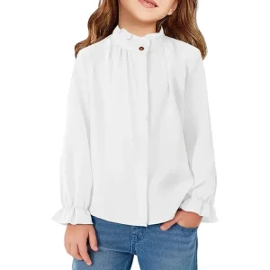 Long Sleeve Casual Girls Blouse ODM Plain Girls Shirts Custom Factory