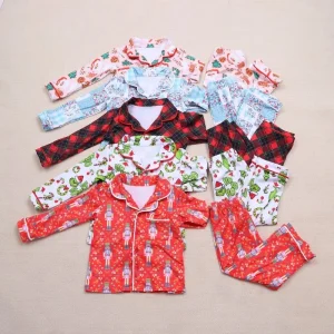 Long Sleeve Girls’ Winter Pajama Set Spandex/Cotton Sweet Style Custom Print Sleepwear for 6 Years Old Toddler