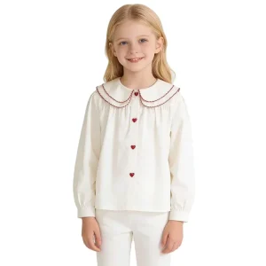 Long Sleeve Ruffle Collars Girls Blouse Sweet Baby Girls Spring Shirts