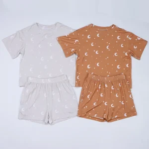 Lounge Wear Unisex Bamboo Baby Pajamas Set Short Sleeve Kids Clothing Girls Sleepsuit and Sleepwear for Summer for Babies