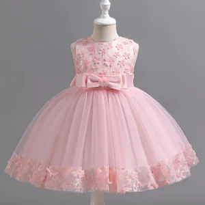 Low MOQ Girl Princess Dress 2 12 Years Summer Flower Child Party Clothes Sleeveless Ball Gown Kids Wedding Dress