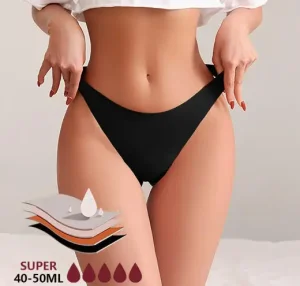 Low Waist Design European and American Three Layer Seamless Physiological Underwear Thong S XL Size Black Color Women Briefs