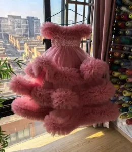 Luxury Pearls Kids Birthday Party Dresses Customized Ruffles Flower Girl for Wedding Baby Girls Photo Shoot Gowns