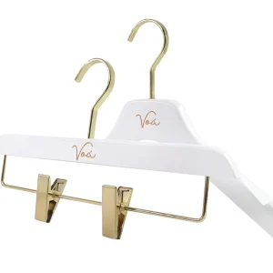 Luxury Wooden Kids Hanger With Metal Clips for Pants