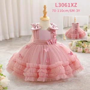 MQATZ Girls O Neck Satin Dress Party Frock with Bow for Spring Age for Children 1 3 Years Kids Party Dress