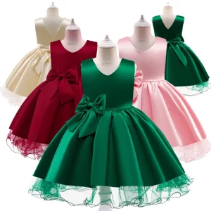 MQATZ High Quality Kids Bowknot Dresses Baby Girl Party Frock Birthday Princess Dress L1989