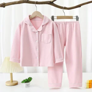 MS 549 Girls Sleepwear Set Breathable Winter Pyjamas Plus Size with Pocket Sold Colors for Spring Autumn and Summer