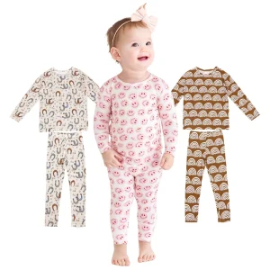 Manufacturer Bamboo Baby Pajamas Autumn Spring Kids Two Piece Set Skin friendly Girls Clothing Sets