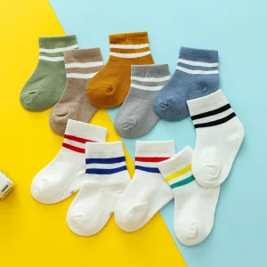 Manufacturer Children Baby Socks Boys Crew Casual Anti Bacterial Sports Socks Korean Fashion Girls Kids Striped