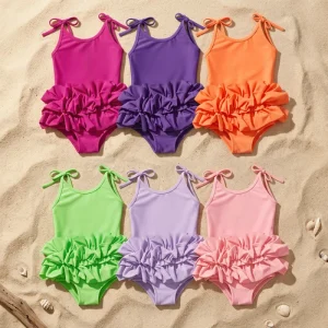 Manufacturer Children Swim Wear Summer Ruffle Girls Kids Swimsuit Comfortable Vacation Custom Swimwear