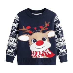 Manufacturer Custom Children’s Christmas Cartoon Sweater Boys and Girls Baby Double Layer Warm Long Sleeve Jumper