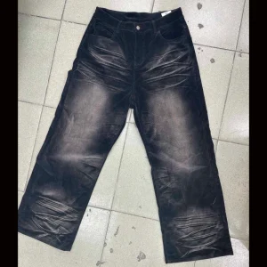 Manufacturer Custom Plus Size Ripped Boys Stacked Rhinestone Denim Pants Baggy Jeans Mujer Mujer Men