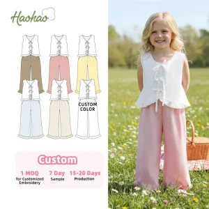 Manufacturer Direct Supply Kids Blouse and Loose Pants Light Children Clothing Set Flower Lower Hem Girls Clothing Sets