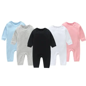Manufacturers Infant Long Sleeve Long Pants Cotton Romper Onesie Jumpsuit Hidden Button Closure for 0 1 Year Babies Versatile