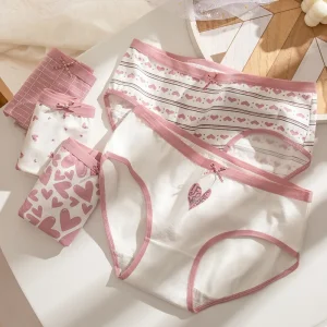Manufacturers Seamless Bow Low Waist Underwear Cute Heart shaped Printing Young Girls Panties