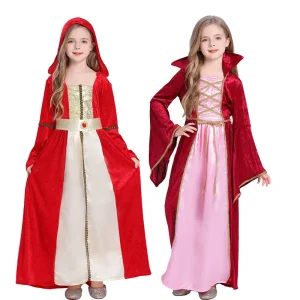 Medieval Dress Stage Performance Kids Princess Cosplay Costume for Daily Activities Festival Stage Performance