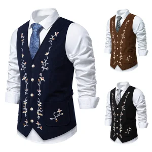 Men Fashionable Embroidered Vest Waistcoat