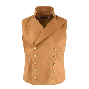 Men Solid Color Double-breasted Waistcoat Spring Autumn Slim Sleeveless Vest Fashion Business Daily Formal Outerwear