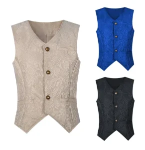 Men Victoria Edwardian Steampunk Vest Coat Frock Outwear Vintage Prince Overcoat Medieval Renaissance Jacket Cosplay Costume
