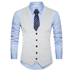 Men’s Business Waistcoat Anti wrinkle Vest Men’s Casual Dress Suit Vest Slim Fit Business Formal Waistcoat Vest