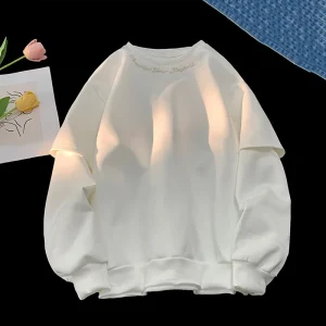 Men’s Casual Hoodie Sweatshirt Set Boys Spring Hoodless Top Solid Pattern Embroidered Loose Fit 6XL