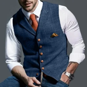 Men’s Casual Plaid Vest Slim Waistcoat Phone Mount
