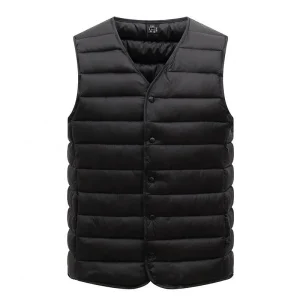 Men’s Casual Warm Vest Autumn and Winter Dad Wear Thin Vest Waistcoat