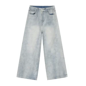 Men’s Cowboy Wide Leg Jeans Light Blue Relaxed Fit Baggy
