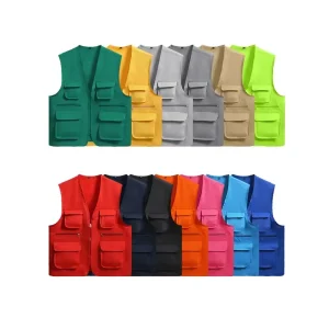 Men’s Custom Logo Multi-Functional Waistcoat for Outdoor Casual Fishing Work & Volunteer Safety Summer Use Multi-Pocket Vest