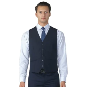Men’s Formal Woolen Suit with Slim Waistcoat 5 Button Student Work Clothes Short Length Can Embroider Logo for Spring