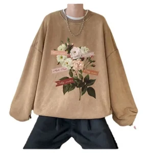 Men’s Hoodies & Sweatshirts Boys Loose Flower Long Sleeve T-Shirt Round Neck