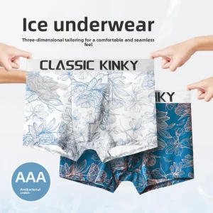 Men’s Ice Silk Underwear 10A Antibacterial Lightweight Quick drying Thin Breathable Boy’s Mid Rise Knitted Boxer Shorts ODM