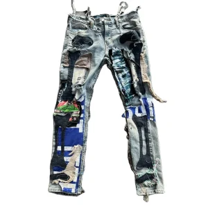 Men’s Jeans Fashion Streetwear Hip Hop Straight Leg Jeans Boys Stretch Denim Loose Stretch Slim Jeans
