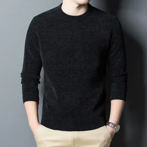 Men’s Loose Round Neck Soft Casual Sweater Classic Thick Warm Pattern Pullover Sweater