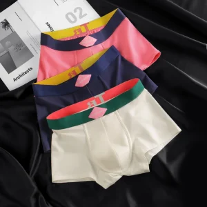 Men’s Mid-Rise Boxers Cotton Knitted Shorts for Boys Youth Fashionable Comfortable Breathable Underwear Logo Mid-Waist Style