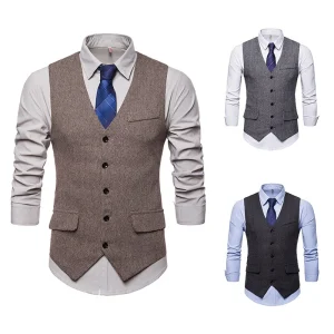 Men’s Plus Size Vest Waistcoat Reversible Windproof Waterproof Breathable Vintage for Winter OEM Available