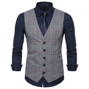 Men’s Single Breasted Vest Dress Vest Slim Fit Button Down Prom Formal Suit Vest Waistcoat