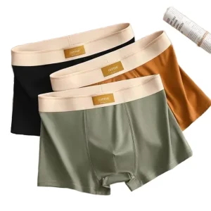Men’s Soft Comfortable Khmer Boxer Panties High Quality Trendy Underwear Logo Waist Composed Spandex Cotton for Boys