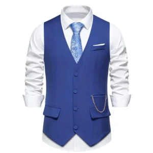Men’s Suit Vest Spring and Autumn European Size V-neck Single Breasted Men’s Vest
