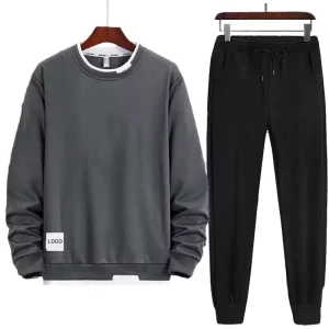 Men’s Tops Boys Streetwear Plain Sports Wear Long Sleeve T-Shirt Casual Pants Sports Suit