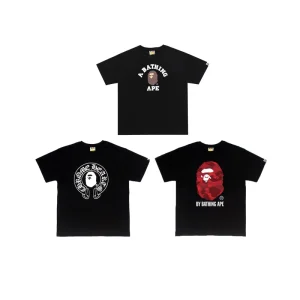 Men’s Trendy Loose Printed Bapees T Shirt High Quality New Style Designer Brand 100% Cotton Casual Sports