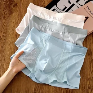 Men’s Underwear Men’s Ice Silk Plus Size Thin Breathable Mesh Boxer Briefs Boys Boxer Shorts