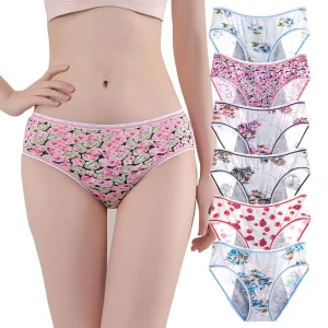 Menstrual Panties Mid Waist Printing 3 Layers Leak proof Underwear Teens Young Girls Briefs Maiden Period Panties